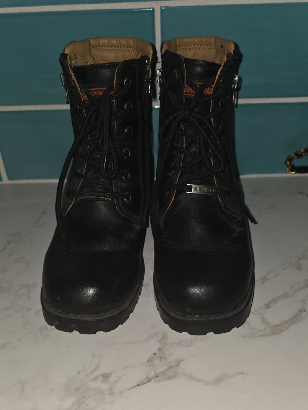 Harley-Davidson Alysa Black Leather Motorcycle Boots with Side Zippers Size 6.5 - Picture 2 of 12